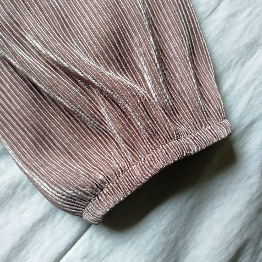 ZARA Taupe Pleated Wrap V-neck Top Large - Picture 11 of 16